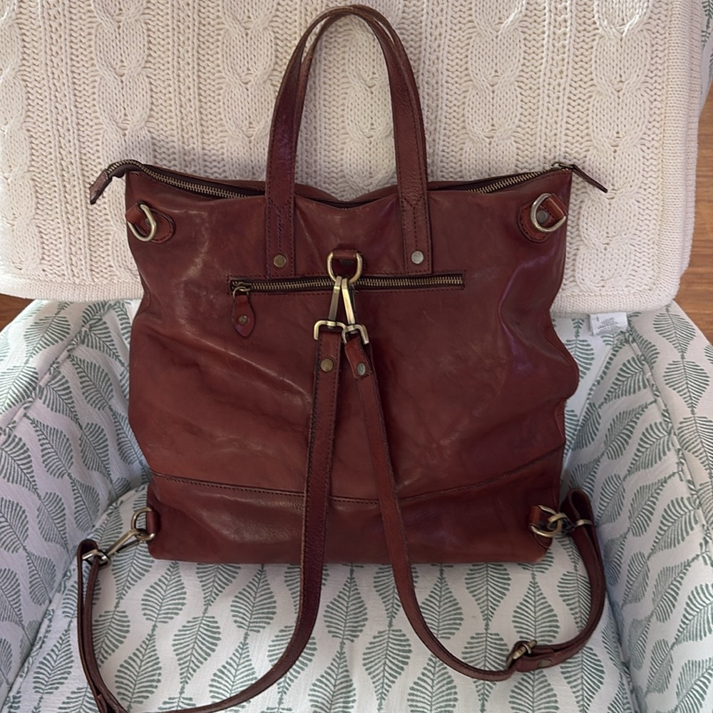 BROWN LEATHER BAGPACK - Picture 2 of 11